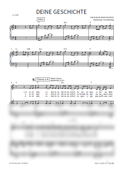 Deine Geschichte - Klaviersatz