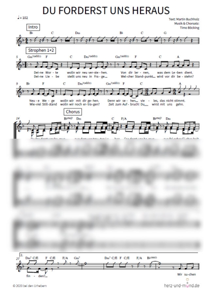 Du forderst uns heraus - Chorsatz
