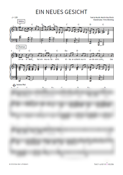 Ein neues Gesicht - Klaviersatz