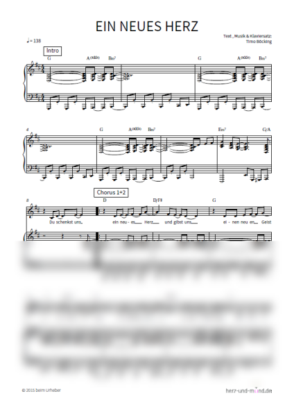 Ein neues Herz - Klaviersatz