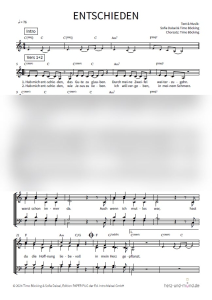 Entschieden - Chorsatz