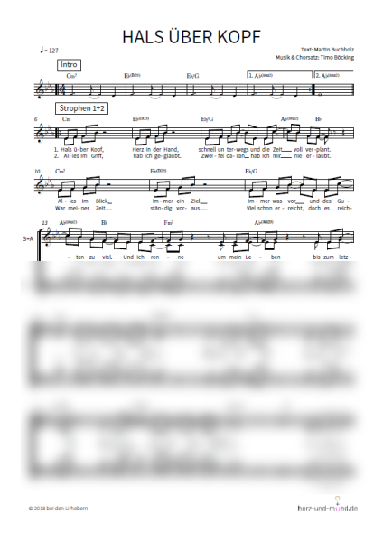 Hals über Kopf - Chorsatz