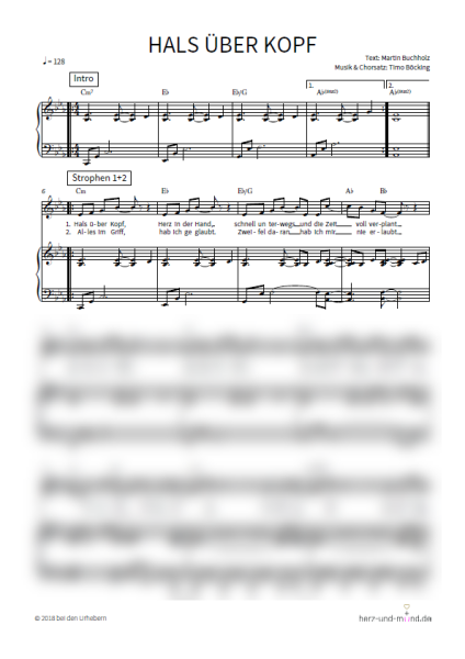 Hals über Kopf - Klaviersatz