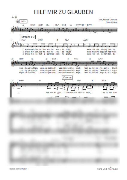 Hilf mir zu glauben - Chorsatz