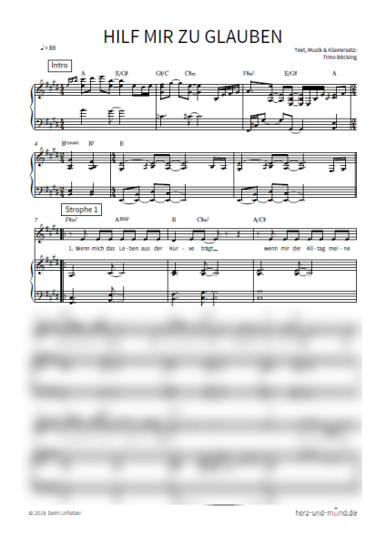 Hilf mir zu glauben - Klaviersatz