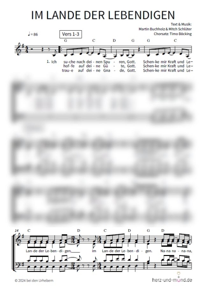 Im Lande der Lebendigen - Chorsatz
