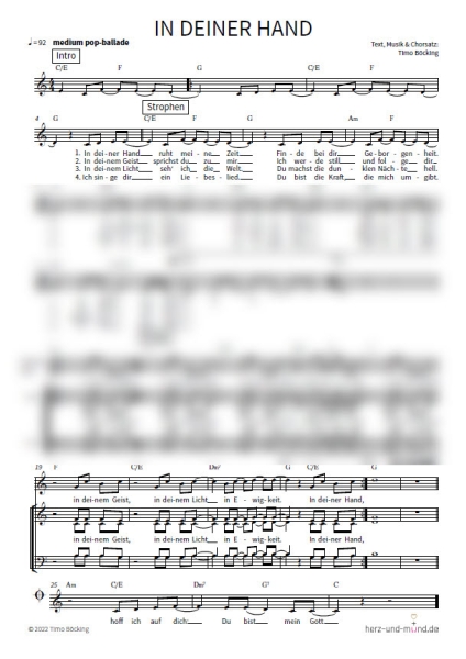 In deiner Hand - Chorsatz
