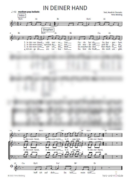 In deiner Hand - Chorsatz