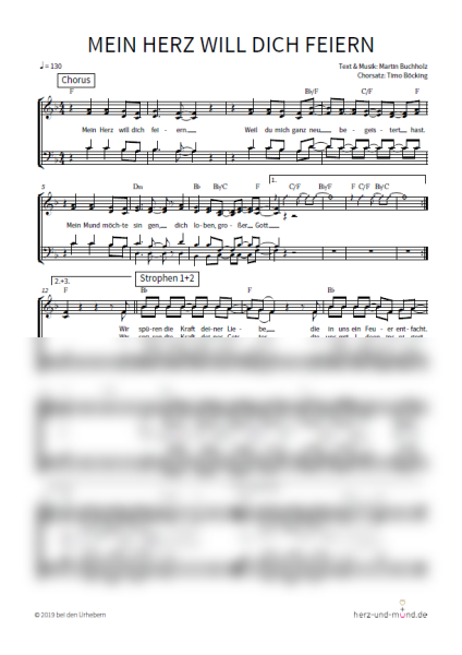Mein Herz will dich feiern - Chorsatz