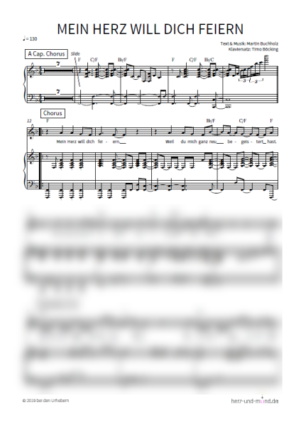 Mein Herz will dich feiern - Klaviersatz