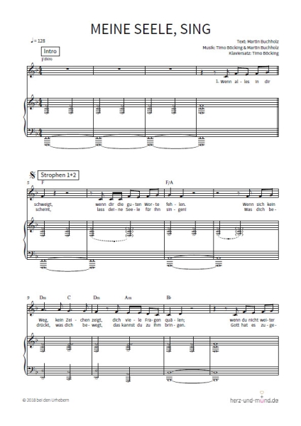 Meine Seele, sing - Klaviersatz