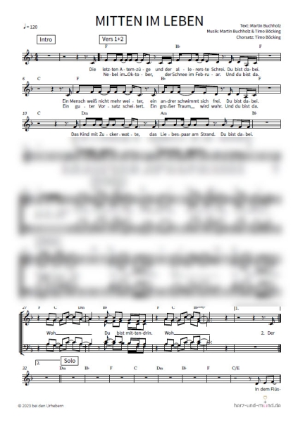 Mitten im Leben - Chorsatz