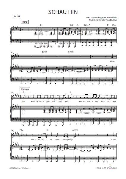 Schau hin - Klaviersatz