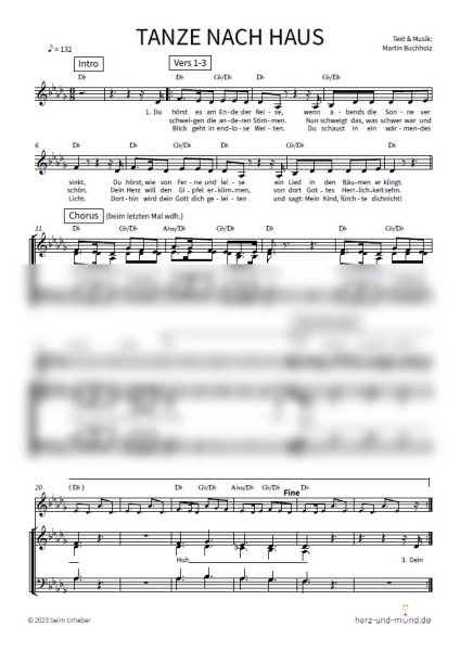 Tanze nach Haus - Chorsatz