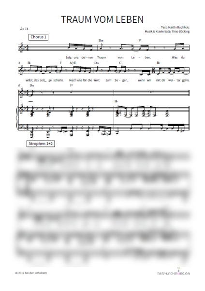 Traum vom Leben - Klaviersatz