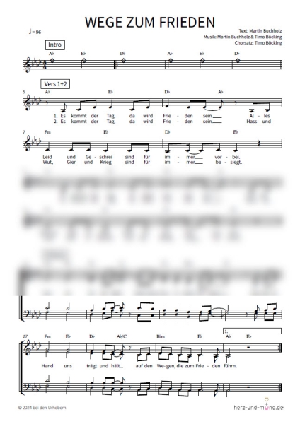 Wege zum Frieden - Chorsatz