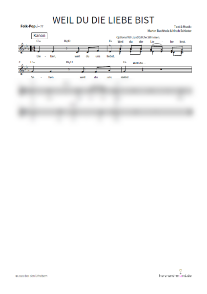 Weil du die Liebe bist - Chorsatz