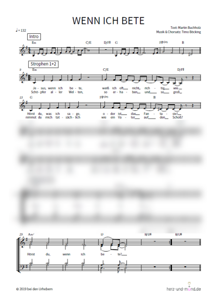 Wenn ich bete - Chorsatz