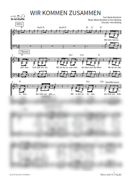 Wir kommen zusammen - Chorsatz