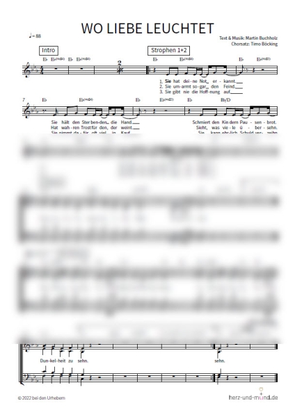 Wo Liebe leuchtet - Chorsatz